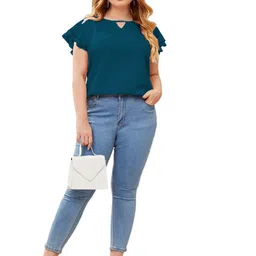 SZN Women Keyhole Neck Flutter Sleeve Top image 4