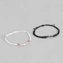 EL REGALO Unisex Pack of 2 Black & White Charm Bracelet-picture-38