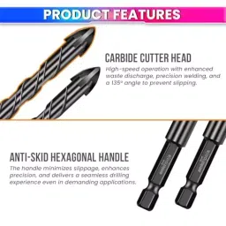 amicitools Amici Tools Masonry Drill Bits Set Triangle Bit Tungsten Carbide Hex Shank Black, 0130FB8BOPF (Set of 5) image 2