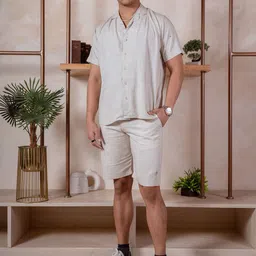 JAVINISHKA Men Relaxed Fit Mid-Rise Linen Chino Short image 2