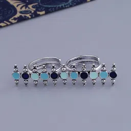 Voylla Women Silver-Plated & Blue Finger Ring-image-5