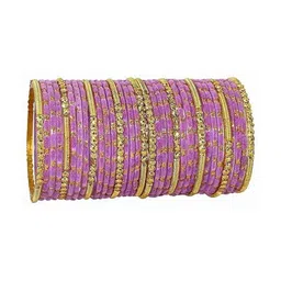 Qufrozy Purple Glass Artificial Stones & Beads Bangle-picture-27