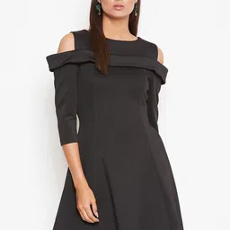 La Zoire Women Black Solid Fit and Flare Dress-image-47