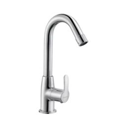 Parryware Swan Neck Pillar Cock Pruno Series Silver Stainless Steel Chrome Finish, T5803A1-picture-5