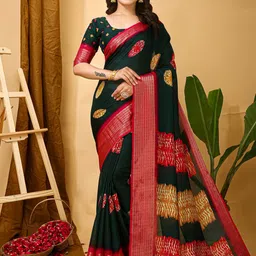 Anouk Rustic Zari Silk Blend Sungudi Saree-picture-36