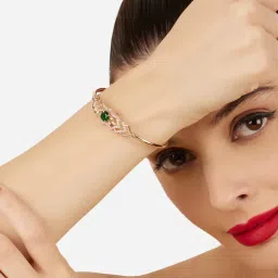 Zaveri Pearls Green Dazzling Cubic Zirconia Kada Style Bracelet-picture-34