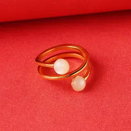 JAYPORE Gold-Plated Pearls Studded Adjustable Finger Ring-image-9