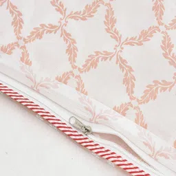 Myntra Elegant Homes Jaal Peach-Colored White Printed Double-Size Duvet Cover With Zipper image 5