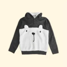 Pantaloons Junior Grey & White Color Block Full Sleeves Sweater-image-96