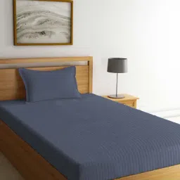 Klotthe Blue 300 TC Cotton Blend Single Bed Sheet with Pillow Cover-picture-16