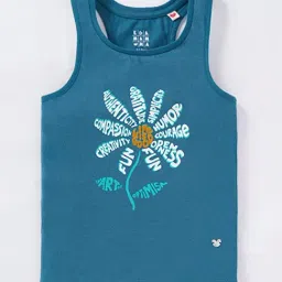 Ed-a-Mamma Kids Blue Cotton Printed Tank T-Shirt-image-97