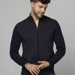 celio* Navy Cotton Slim Fit Jacket-image-9