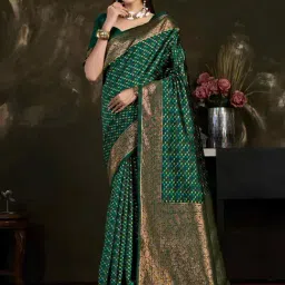 Mimosa Green Woven Saree With Unstitched Blouse-image-93