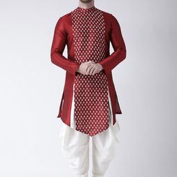 DEYANN Men Red & Off-White Printed Kurta with Patiala-picture-12