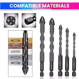 amicitools Amici Tools Masonry Drill Bits Set Triangle Bit Tungsten Carbide Hex Shank Black, 0130FB8BOPF (Set of 5) image 4