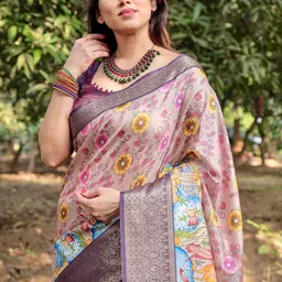 ALMAARI FASHION Floral Printed Banarasi Saree image 5