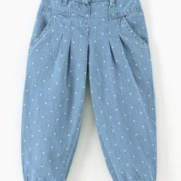 Babyhug Denim Full Length Jeans Polka Dot Print - Blue-picture-40