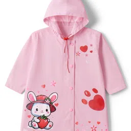 Babyhug Full Sleeves Hooded Raincoat With Bunny Print - Pink-picture-25