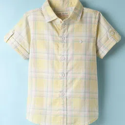 JASH KIDS Cotton Woven Half Sleeves Checks Shirt - Yellow-picture-22