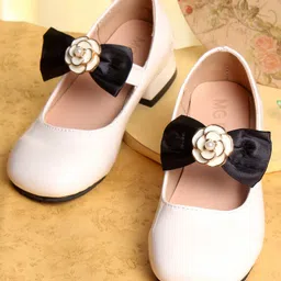 KIDLINGSS Bow & Floral Embellished Mary Jane Ballerinas - White-picture-26