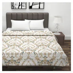 Divine Casa 100% Cotton 120 GSM Reversible Double Bed AC Dohar Abstract Print - Beige Brown image 2