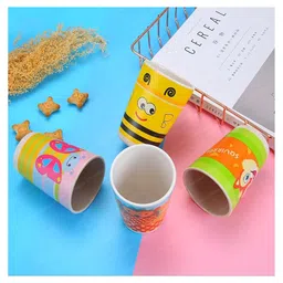 FunBlast Bamboo Fiber Glasses Monkey Design Pack of 2 Yellow - 380 ml Each image 2