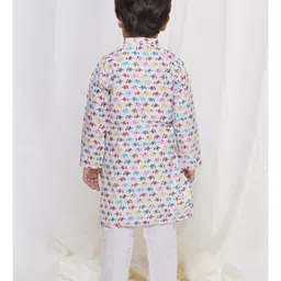 AJ Dezines Cotton Full Sleeves Animal Print Kurta Pyjama Set-Cream image 3