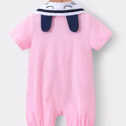 Mark & Mia Half Sleeves Sailor Collared Solid Colour Romper - Pink image 2