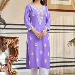 Happy Design Women Embroidered Regular Kurta with Trousers image 4