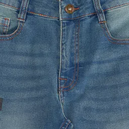 Pantaloons Junior Placement Play Text Printed Button Down Shorts - Medium Blue image 5