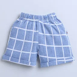 BUMZEE Half Sleeves Solid Shirt & Short Set With Suspender & Cap - Sky Blue & White image 5