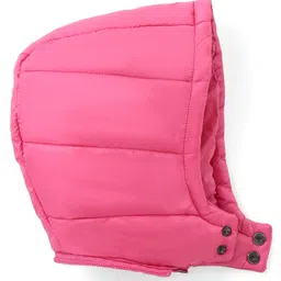 Babyhug Sleeveless Solid Colour Padded Hooded Jacket With Star Patch Detailing - Pink image 4