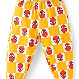 Babyhug Marvel Single Jersey Knit Full Sleeves Night Suit With Spider Man Graphics - Mustard image 4