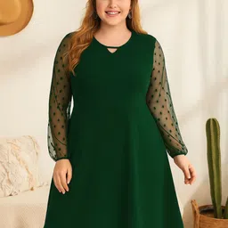 AMEEZA V-Neck Long Sleeves Fit And Flare Above Knee Dress-picture-41
