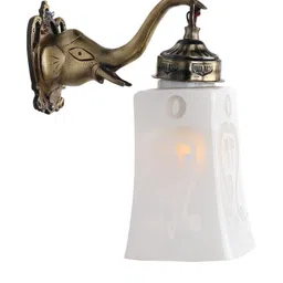 SOMIL set of 2 White Printed Glass Cylinder Shaped Wall Lamp image 3