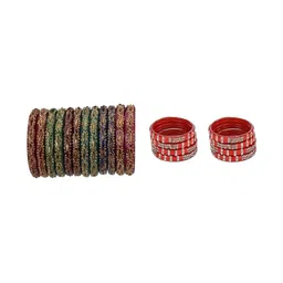 1ST TIME Set Of 20 Stone-Studded Glass Bangles-picture-32