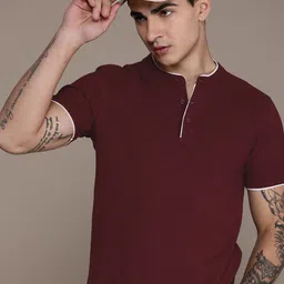 Roadster Men Mandarin Collar Pure Cotton T-shirt-image-44