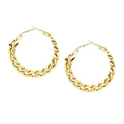 Yellow Chimes Gold-Toned Spiral Quirky Hoop Earrings image 2