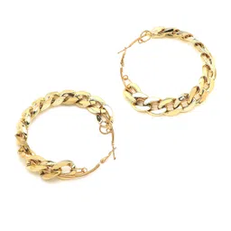 Yellow Chimes Gold-Toned Spiral Quirky Hoop Earrings image 3