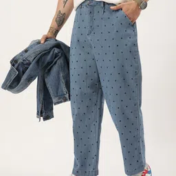 Kook N Keech Men Pure Cotton Polka Dot Printed Relaxed Straight Leg Trousers-image-53