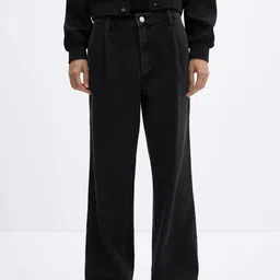 MANGO Women Cotton Straight Pleated Jeans-image-18