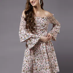 Miss Chase Floral Off-Shoulder Crepe Dress image 1