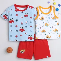 Bumzee Kids Multicolor Printed T-Shirts (Pack Of 2) with Shorts-picture-11