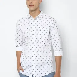 Allen Solly White Cotton Slim Fit Printed Shirt-picture-45
