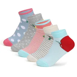 Supersox Women Pack Of 5 Assorted Ankle-Length Cotton Socks-picture-23