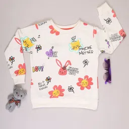 V-Mart Girls Floral Printed Round Neck Full Sleeves Pullover Sweatshirt-image-70