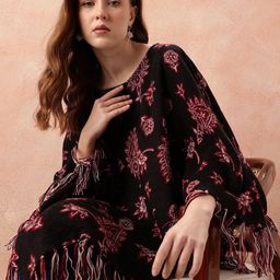 all about you Floral Printed Tasselled Longline Poncho Shrug-picture-43