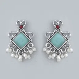 DASTOOR Gold-Plated Diamond Shaped Artificial Stones Oxidised Studs image 3