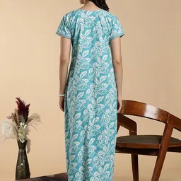 9shines Label Floral Printed Round Neck Short Sleeves Pure Cotton Maxi Nightdress image 5