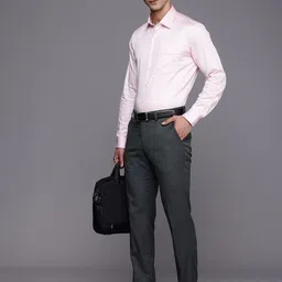 Louis Philippe Men Textured Slim Fit Formal Trousers image 4